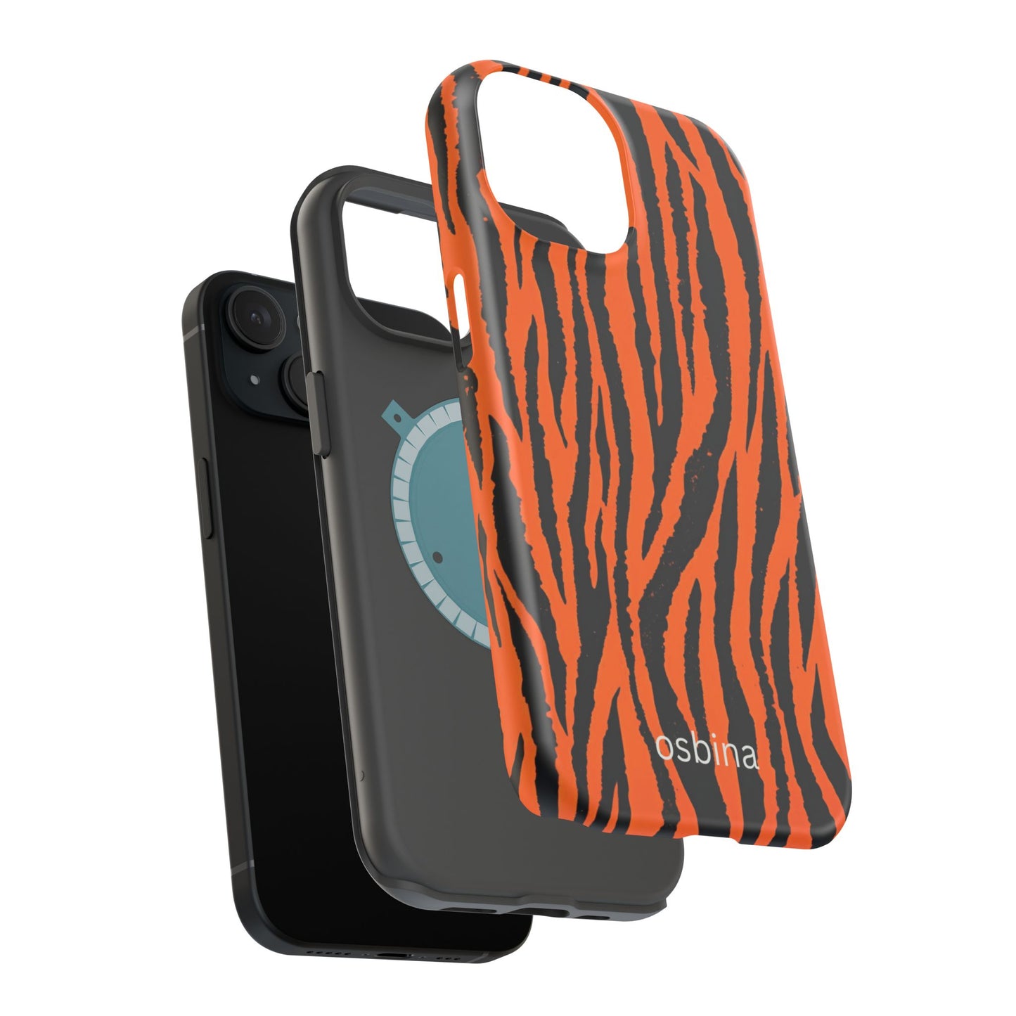 osbina | MagSafe Compatible for iPhone | Tiger, But Make It Chic — The Bengal Stripe Case in Orange + Black | The Season Collective