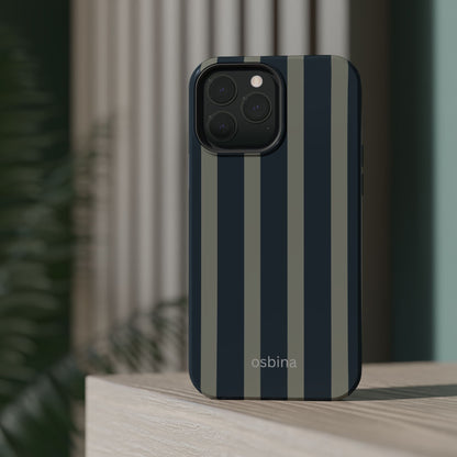 osbina | MagSafe compatible for iPhone | Grayhaven Navy & Gray Sophisticated Phone Case | Modern Muse Collection