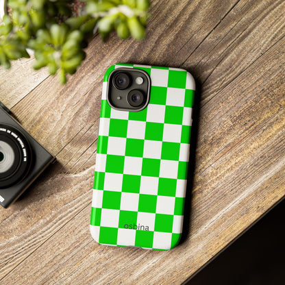 osbina | Neon Verdi Checks Phone Case | Color Edit Collection