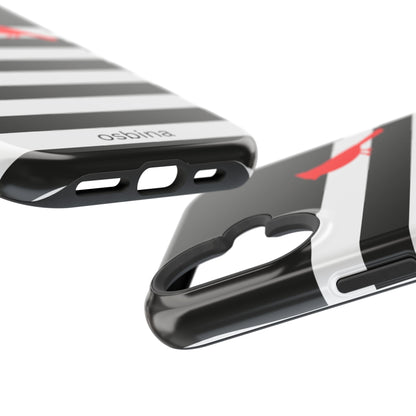 osbina | MagSafe compatible for iPhone | Redbird Edition Thinking of You Phone Case Black & White Stripe | Inspired By Collection