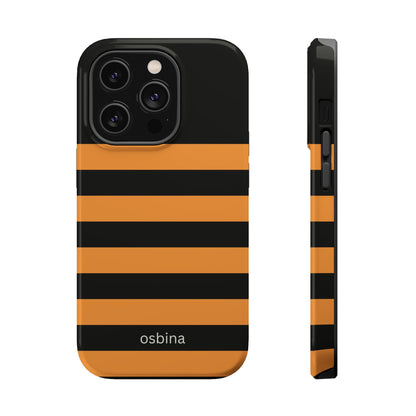 osbina | MagSafe Compatible for iPhone | The Horizon Stripe Case in Black + Orange | The Season Collective