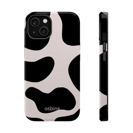 osbina | MagSafe compatible for iPhone | Prairie Chic Pink & Black Cow Print Phone Case | Modern Muse Collection