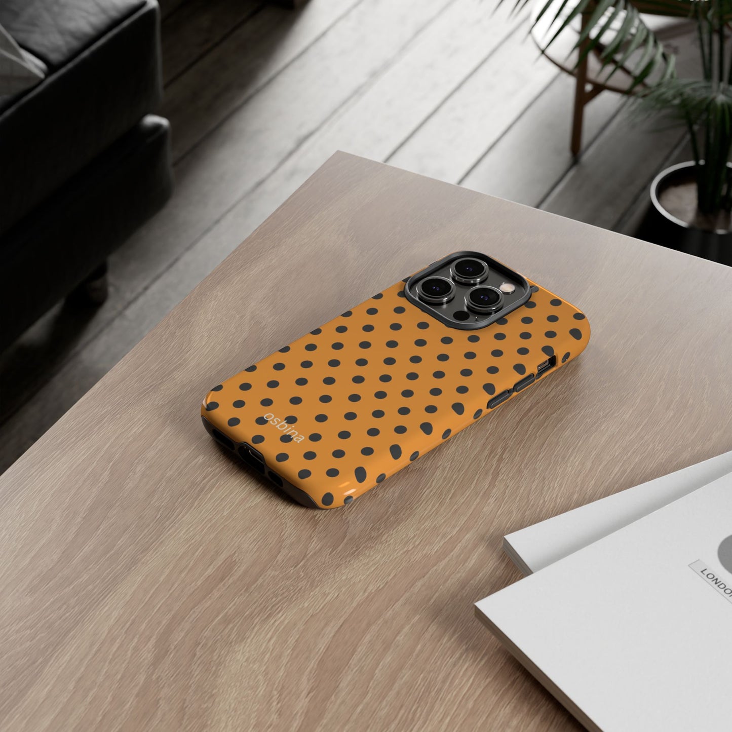 osbina | Spot On Chic — The Orange + Black Polka Dot Case | The Season Collective