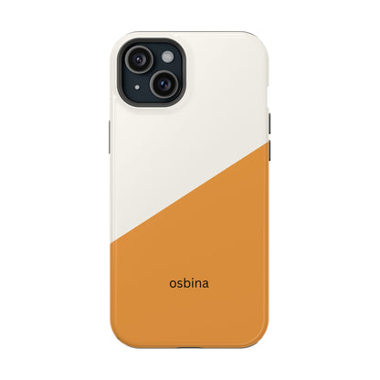 osbina | MagSafe Compatible for iPhone | Divide & Conquer — The Orange + White Split Diagonal Case | The Season Collective