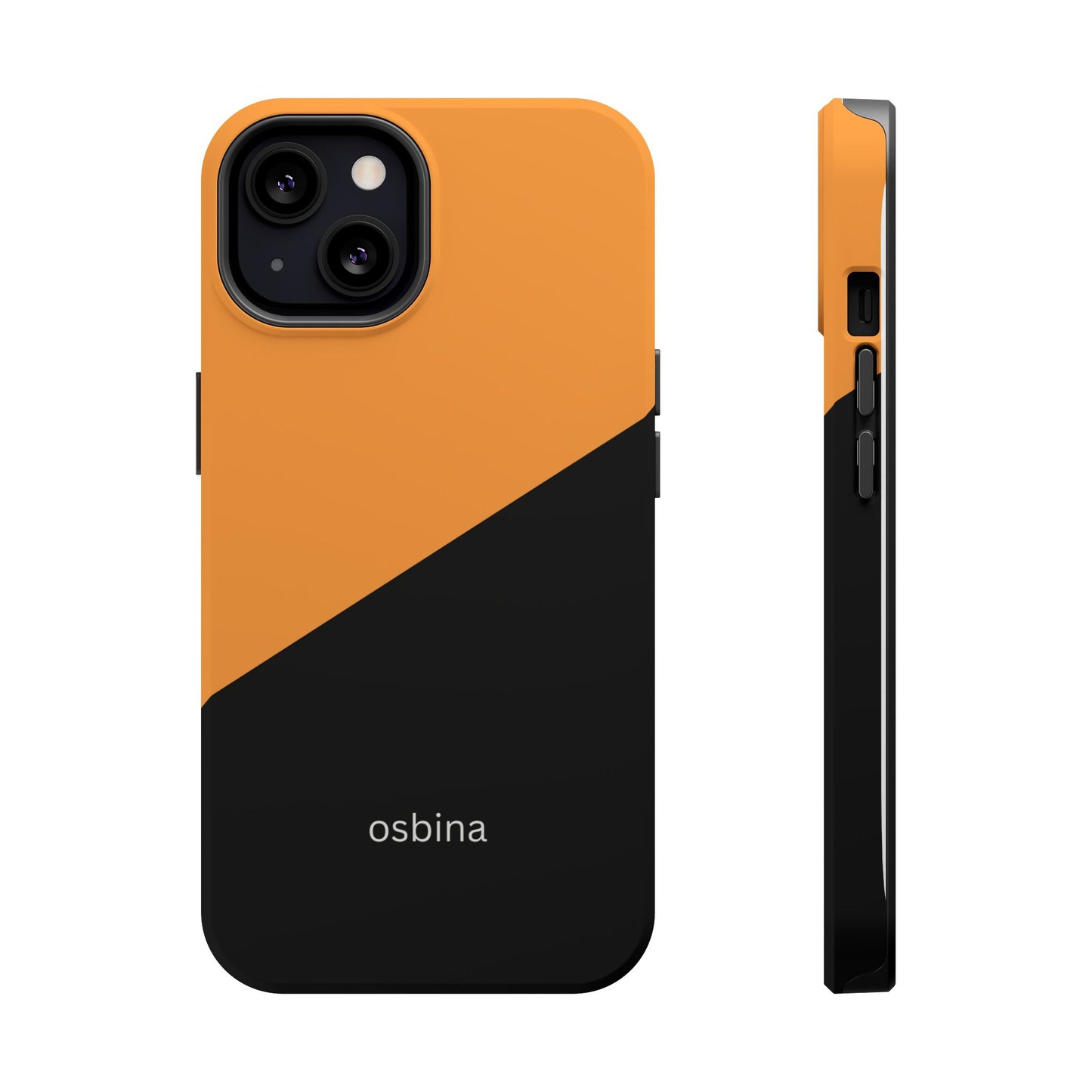 osbina | MagSafe Compatible for iPhone | Bold Moves Only — The Orange + Black Split Diagonal Case | The Season Collective