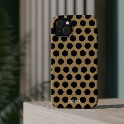 osbina | MagSafe compatible for iPhone | Camel Noir Dots Phone Case | Modern Muse Collection