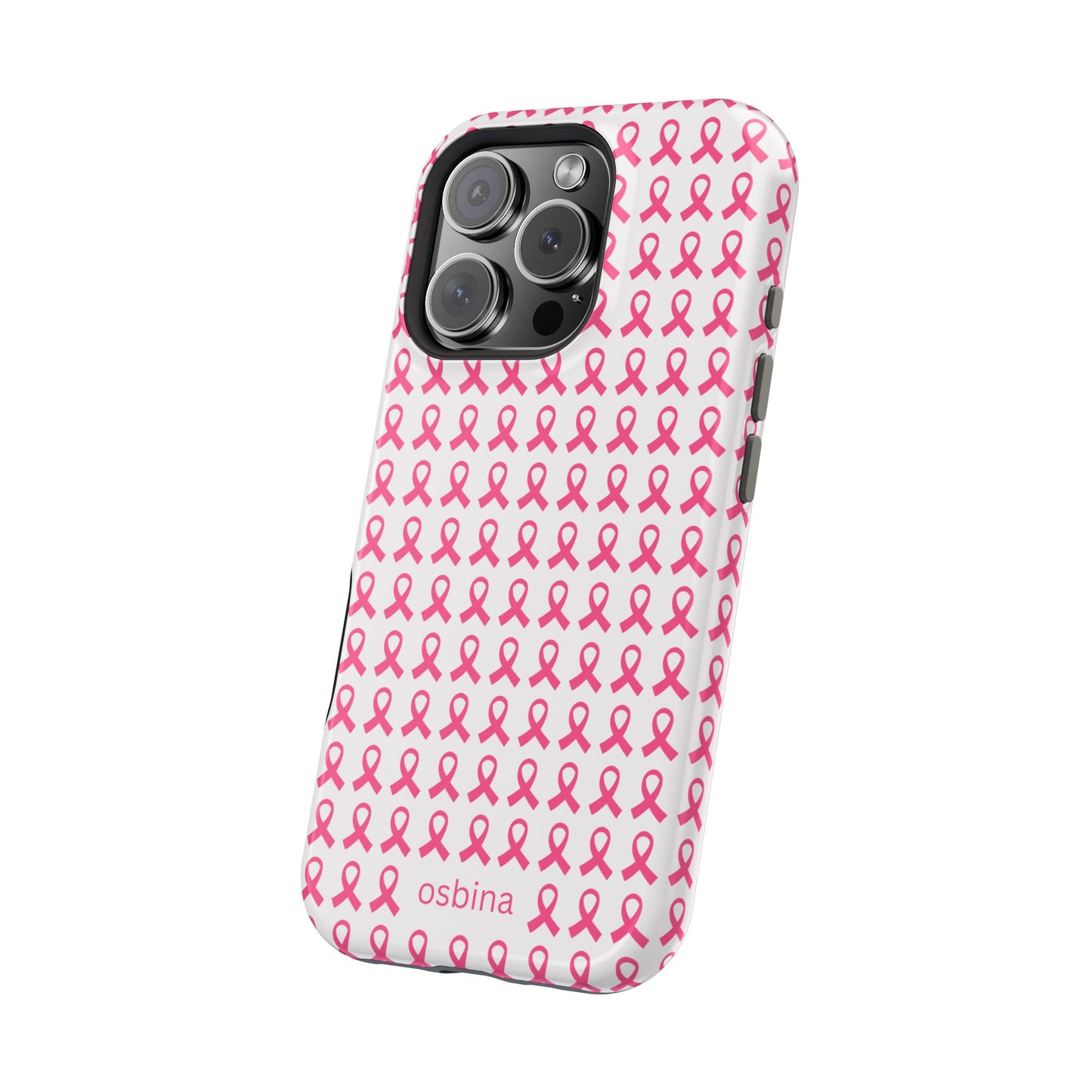 osbina |  MagSafe compatible for iPhone | Limited Edition The Side By Side Pink Ribbons Case in Light Pink + Soft Pink + Hot Pink | The Pink October Collection | Inspired By