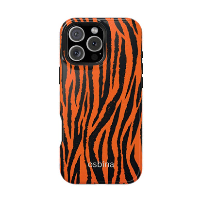 osbina | MagSafe Compatible for iPhone | Tiger, But Make It Chic — The Bengal Stripe Case in Orange + Black | The Season Collective