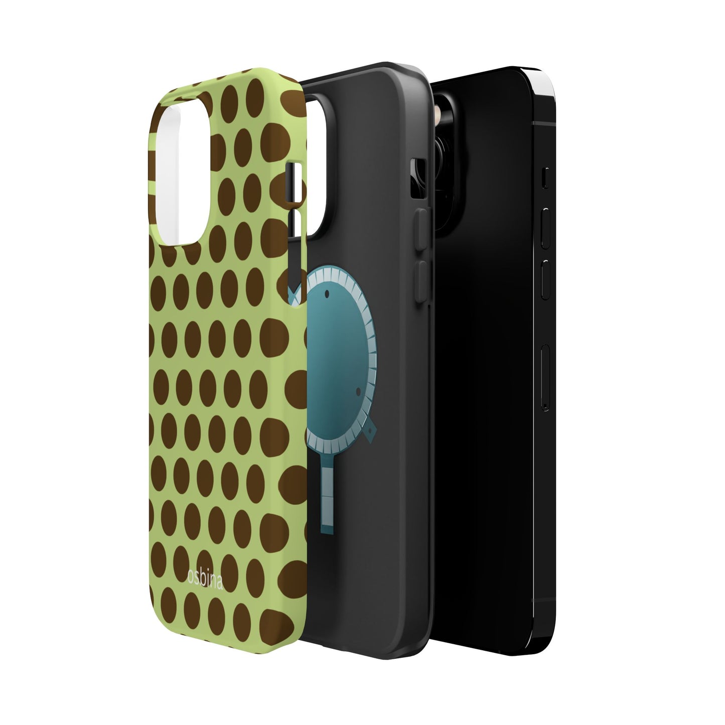 osbina | MagSafe compatible for iPhone | Chartreuse Cocoa Dots Phone Case | Color Edit Collection