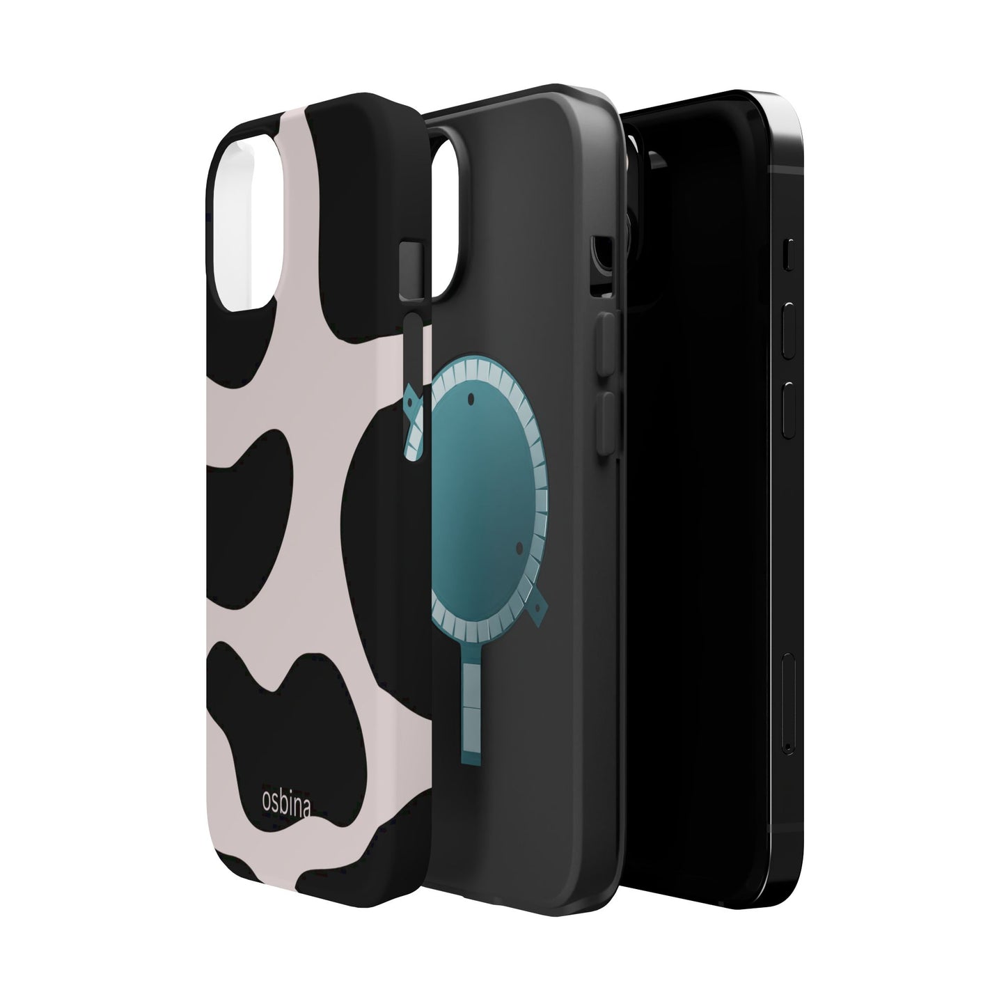 osbina | MagSafe compatible for iPhone | Prairie Chic Pink & Black Cow Print Phone Case | Modern Muse Collection