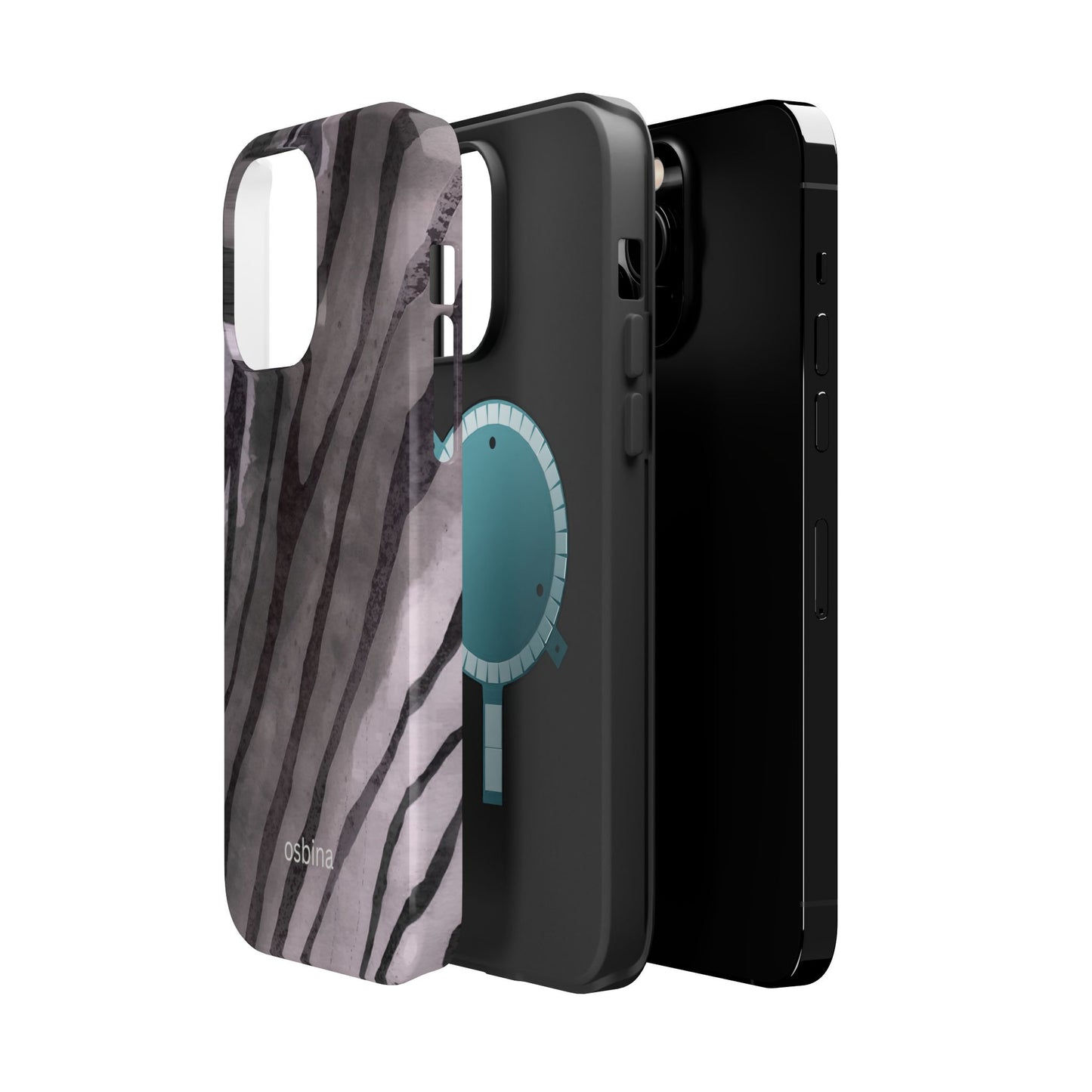 osbina | MagSafe Compatible for iPhone | Stripes on Point — The Muted Gray + Black Tiger Case | The Season Collective