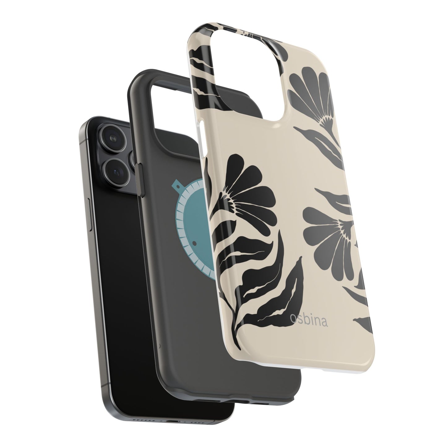 osbina | MagSafe compatible for iPhone | Obsidian Bloom Flower Phone Case | Modern Muse Collection