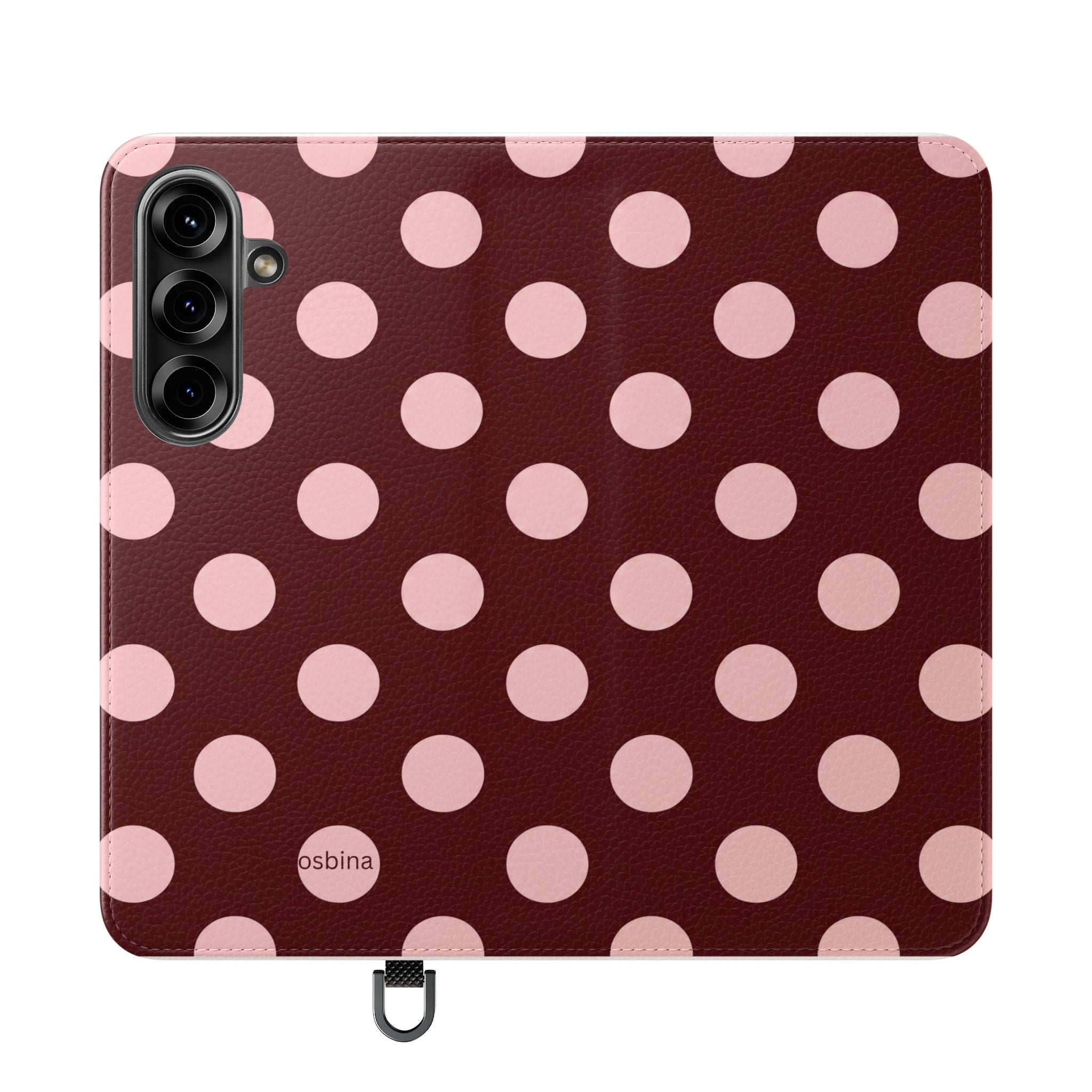 osbina | Wallet Flip Case for iPhone & Samsung | Oxblood Dot