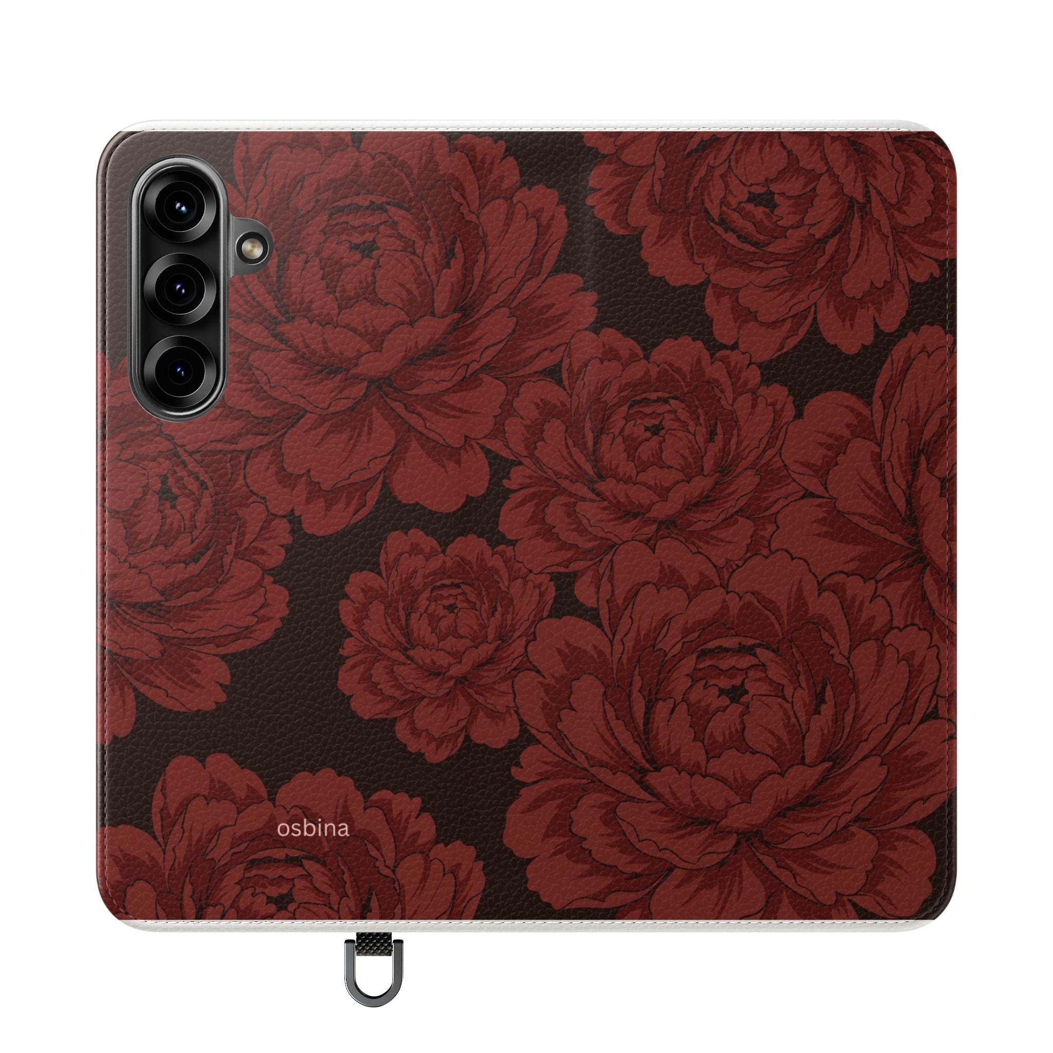 osbina | Wallet Flip Case for iPhone & Samsung | Oxblood Peony