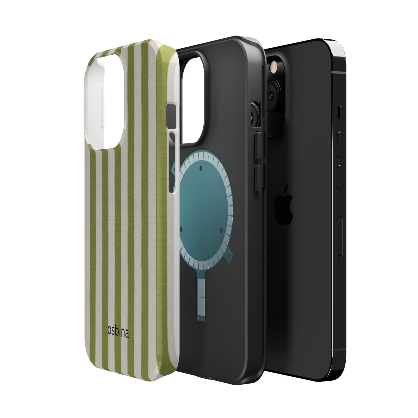 osbina | MagSafe compatible for iPhone | Verde Stripe Phone Case | Color Edit Collection