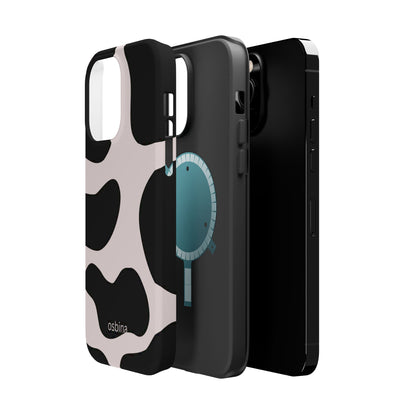 osbina | MagSafe compatible for iPhone | Prairie Chic Pink & Black Cow Print Phone Case | Modern Muse Collection