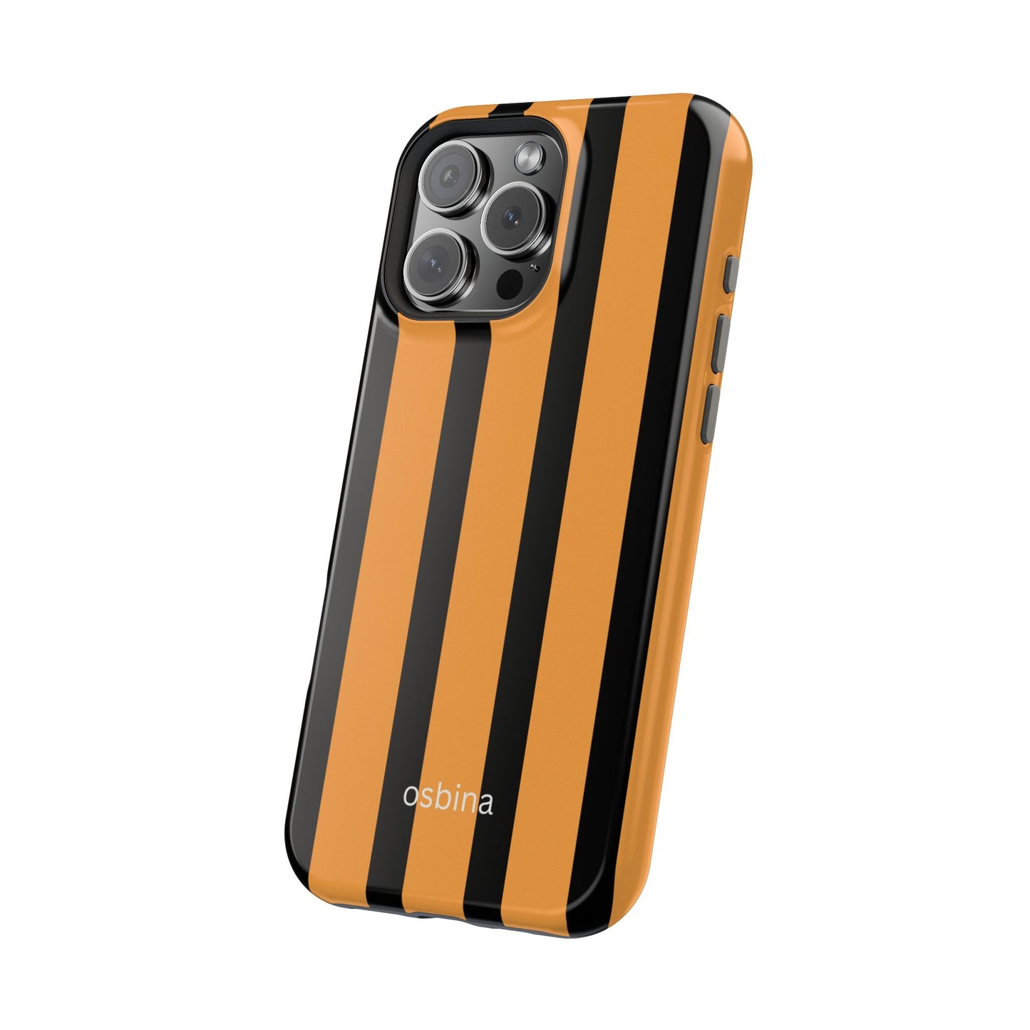 osbina | MagSafe Compatible for iPhone | The Statement Stripe Case in Black + Orange | The Season Collective