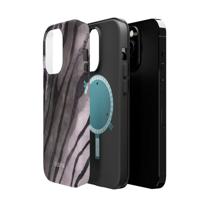 osbina | MagSafe Compatible for iPhone | Stripes on Point — The Muted Gray + Black Tiger Case | The Season Collective