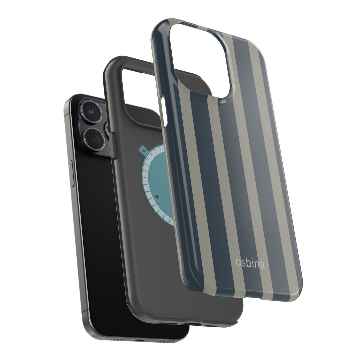 osbina | MagSafe compatible for iPhone | Grayhaven Navy & Gray Sophisticated Phone Case | Modern Muse Collection
