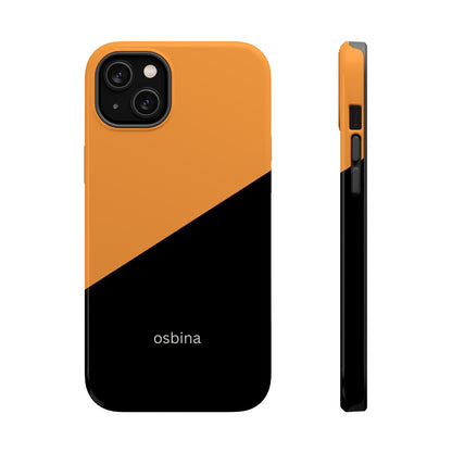 osbina | MagSafe Compatible for iPhone | Bold Moves Only — The Orange + Black Split Diagonal Case | The Season Collective