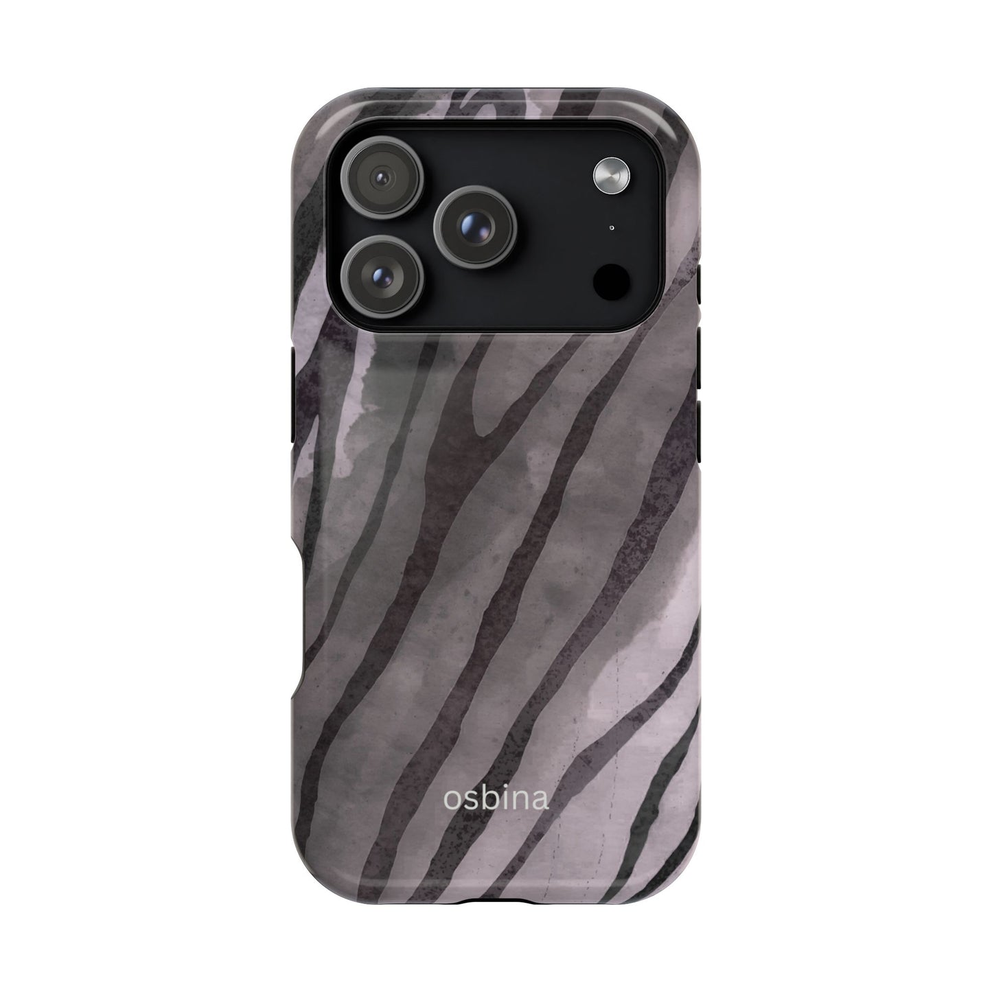 osbina | MagSafe Compatible for iPhone | Stripes on Point — The Muted Gray + Black Tiger Case | The Season Collective