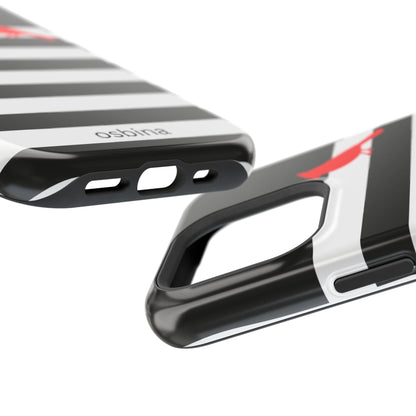 osbina | MagSafe compatible for iPhone | Redbird Edition Thinking of You Phone Case Black & White Stripe | Inspired By Collection