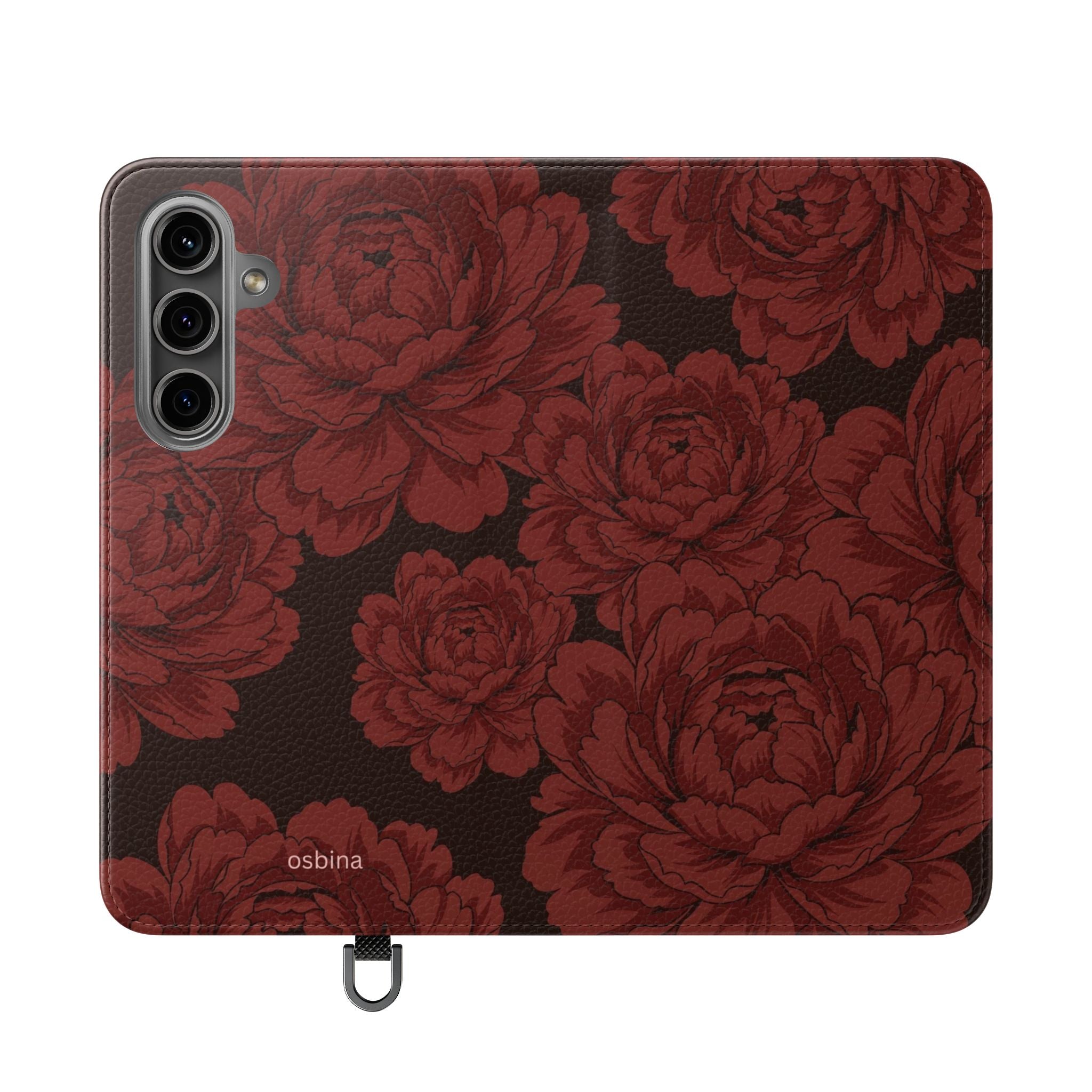 osbina | Wallet Flip Case for iPhone & Samsung | Oxblood Peony