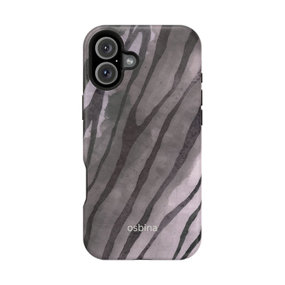 osbina | MagSafe Compatible for iPhone | Stripes on Point — The Muted Gray + Black Tiger Case | The Season Collective
