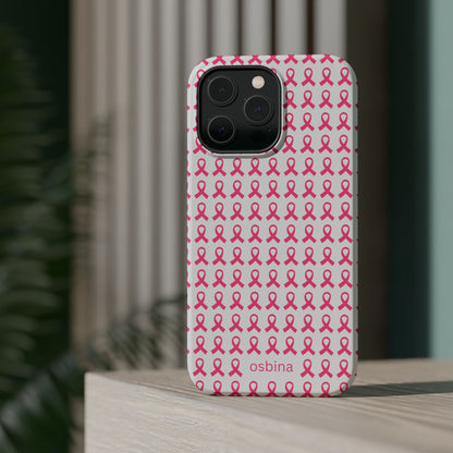 osbina |  MagSafe compatible for iPhone | Limited Edition The Side By Side Pink Ribbons Case in Light Pink + Soft Pink + Hot Pink | The Pink October Collection | Inspired By