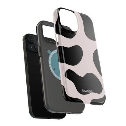 osbina | MagSafe compatible for iPhone | Prairie Chic Pink & Black Cow Print Phone Case | Modern Muse Collection