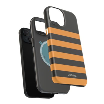 osbina | MagSafe Compatible for iPhone | The Horizon Stripe Case in Black + Orange | The Season Collective