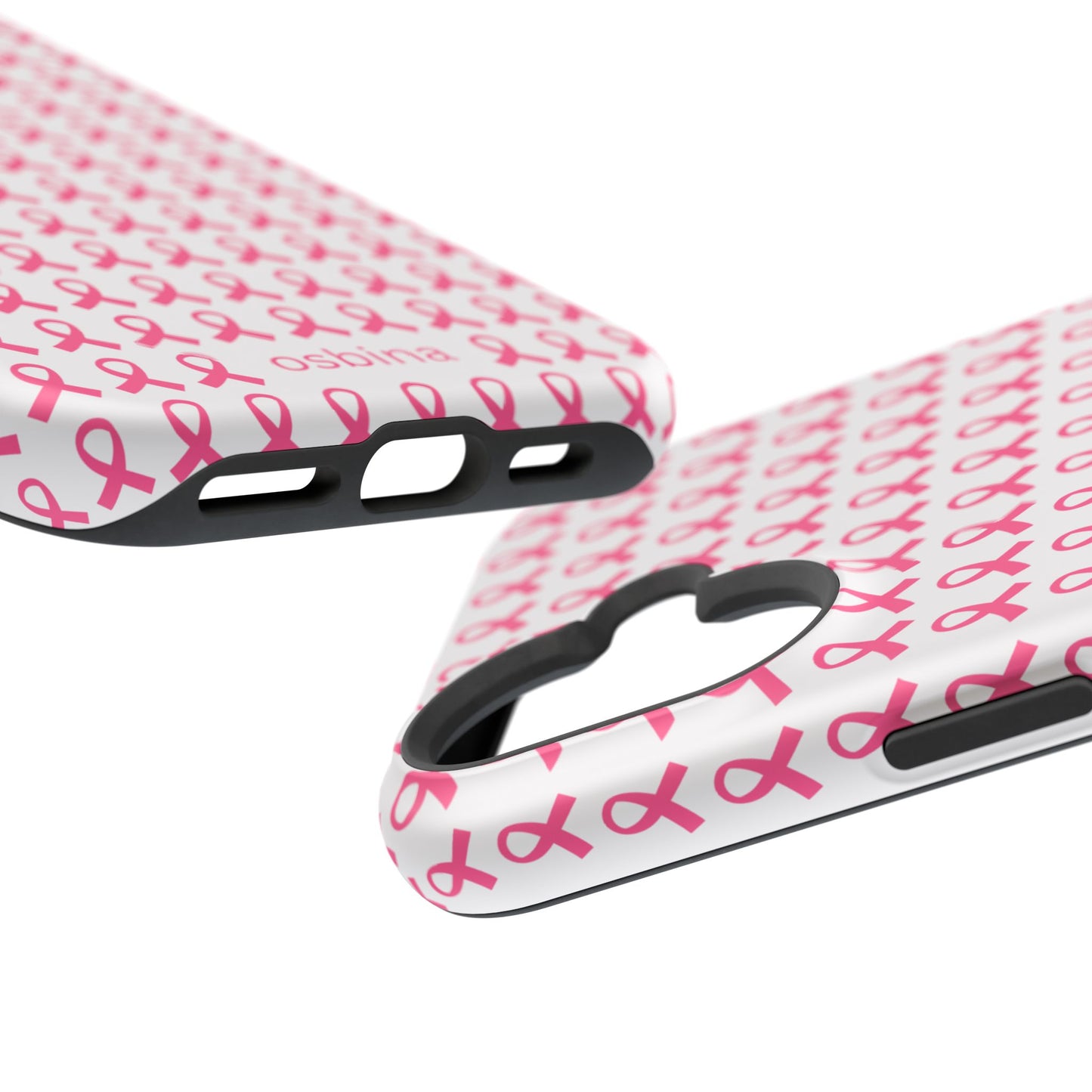 osbina |  MagSafe compatible for iPhone | Limited Edition The Side By Side Pink Ribbons Case in Light Pink + Soft Pink + Hot Pink | The Pink October Collection | Inspired By