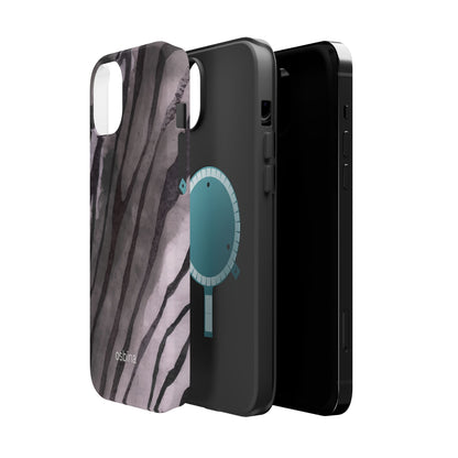 osbina | MagSafe Compatible for iPhone | Stripes on Point — The Muted Gray + Black Tiger Case | The Season Collective