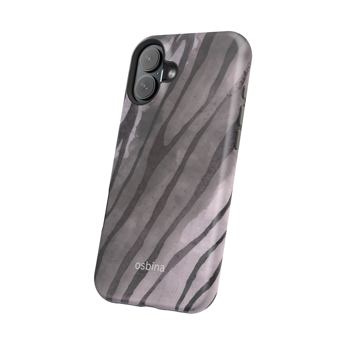 osbina | MagSafe Compatible for iPhone | Stripes on Point — The Muted Gray + Black Tiger Case | The Season Collective