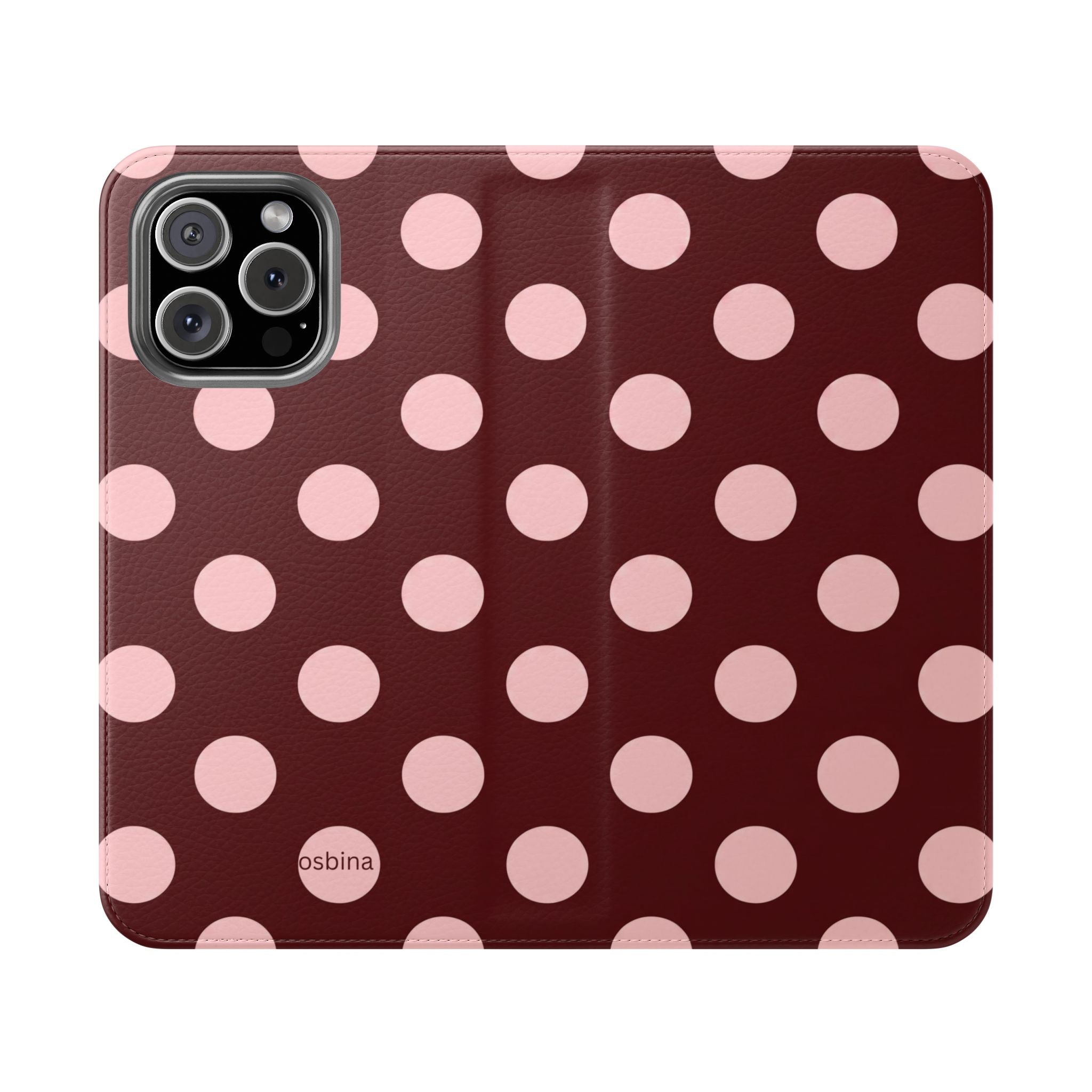 osbina | Wallet Flip Case for iPhone & Samsung | Oxblood Dot