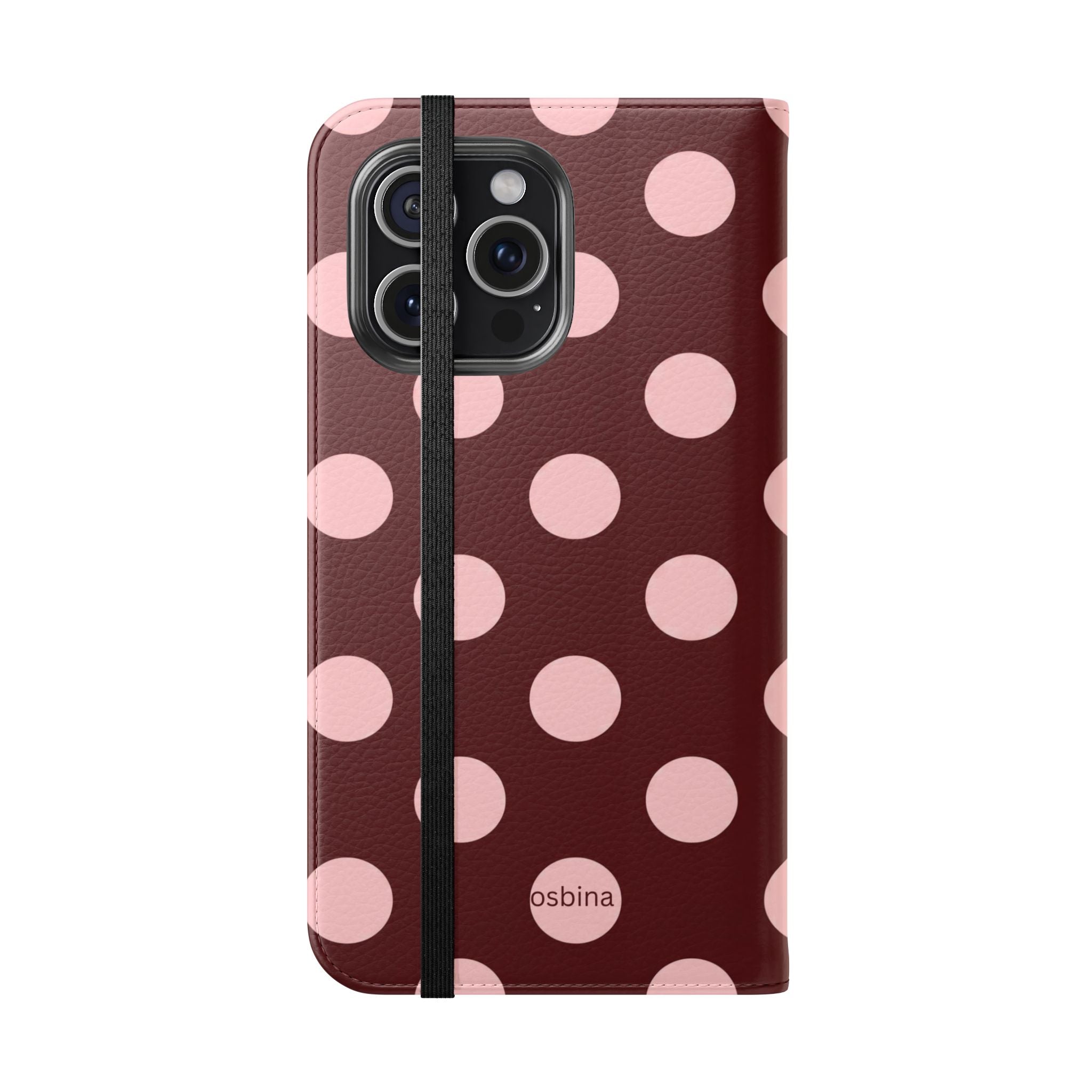 osbina | Wallet Flip Case for iPhone & Samsung | Oxblood Dot