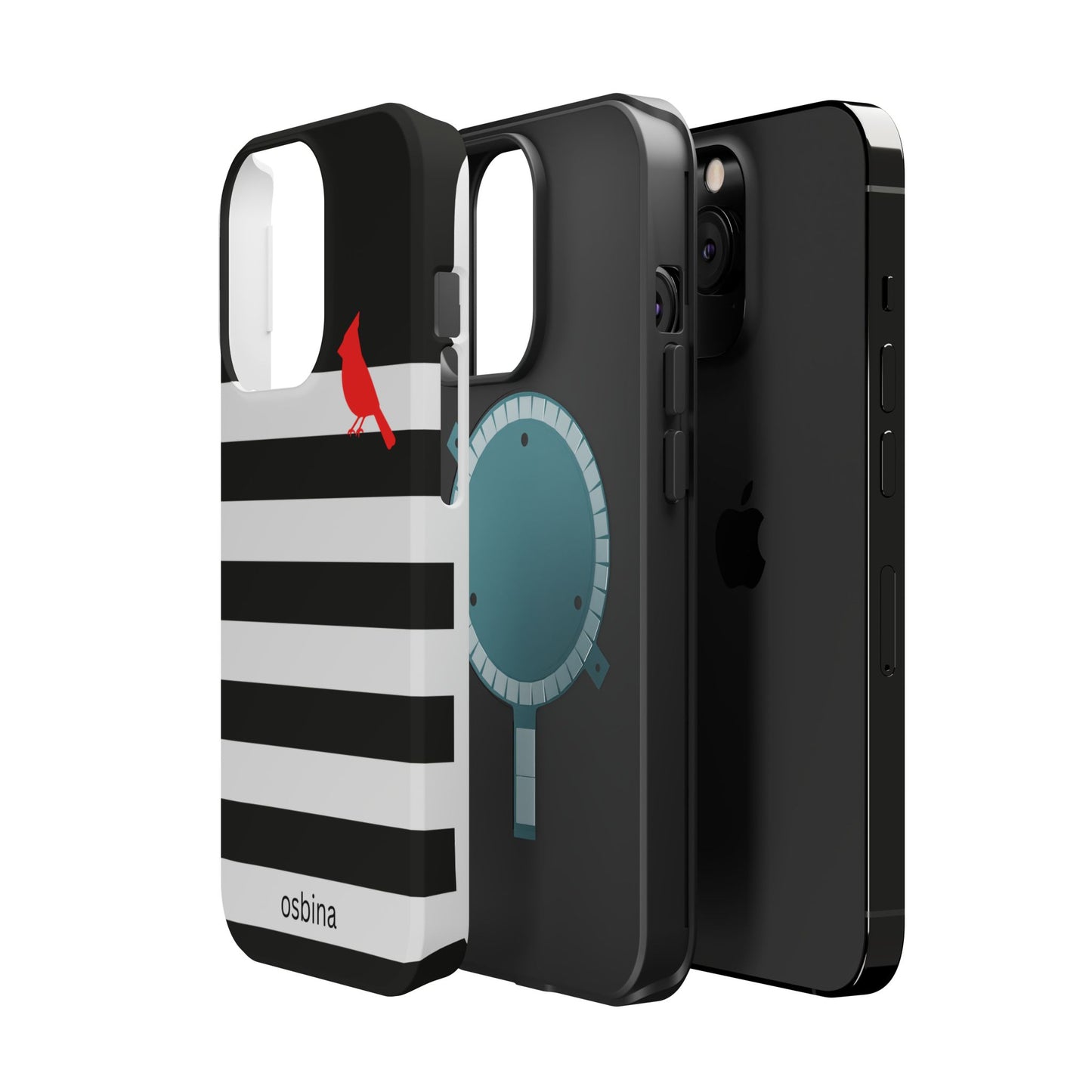 osbina | MagSafe compatible for iPhone | Redbird Edition Thinking of You Phone Case Black & White Stripe | Inspired By Collection