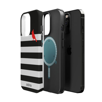 osbina | MagSafe compatible for iPhone | Redbird Edition Thinking of You Phone Case Black & White Stripe | Inspired By Collection