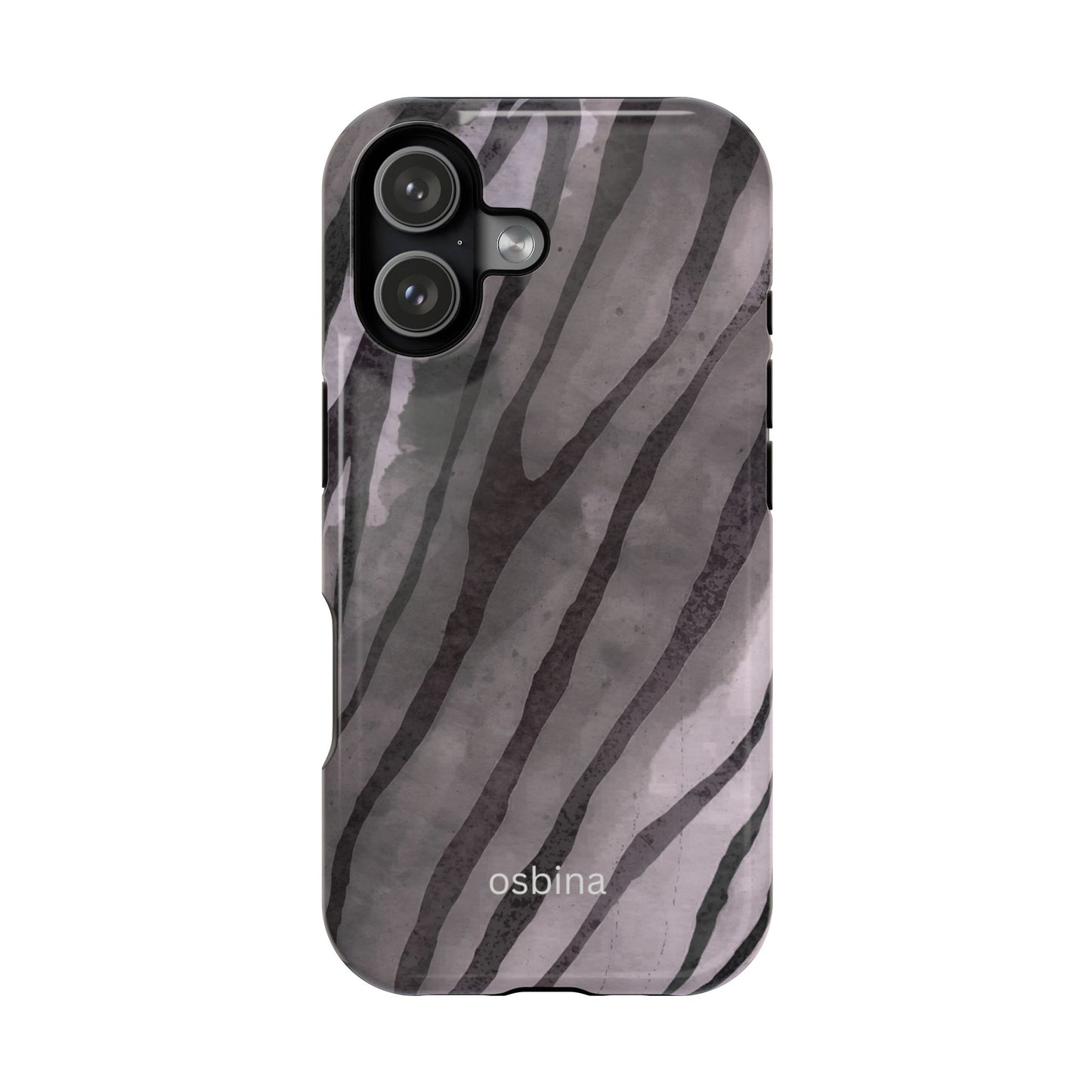 osbina | MagSafe Compatible for iPhone | Stripes on Point — The Muted Gray + Black Tiger Case | The Season Collective