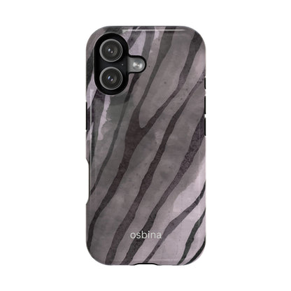 osbina | MagSafe Compatible for iPhone | Stripes on Point — The Muted Gray + Black Tiger Case | The Season Collective