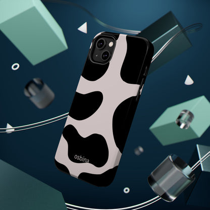 osbina | MagSafe compatible for iPhone | Prairie Chic Pink & Black Cow Print Phone Case | Modern Muse Collection