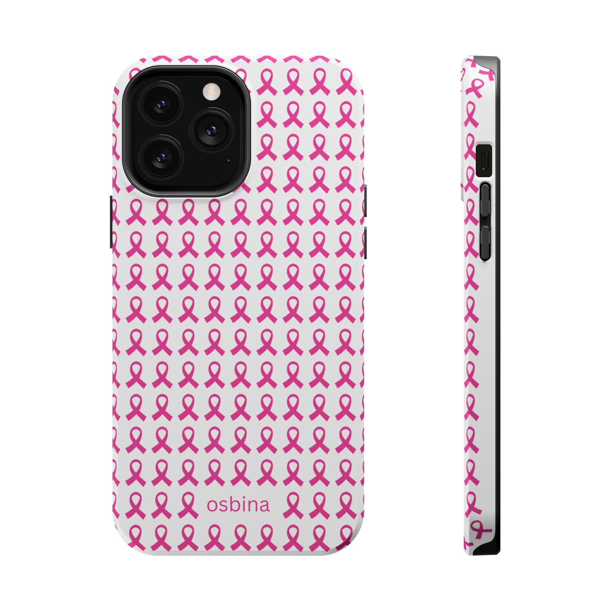 YAYOU MagSafe for iPhone | Side by Side Pink Ribbon Designer Case | osbina