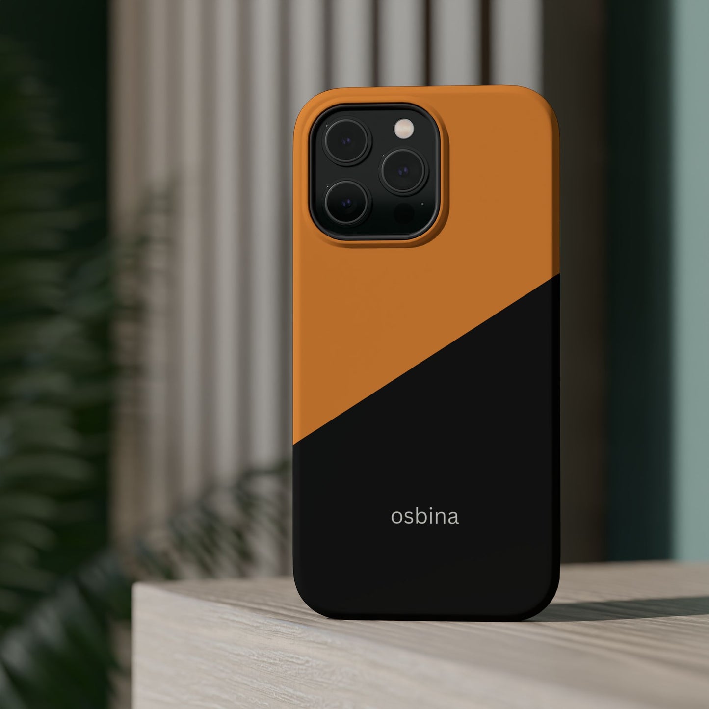 osbina | MagSafe Compatible for iPhone | Bold Moves Only — The Orange + Black Split Diagonal Case | The Season Collective