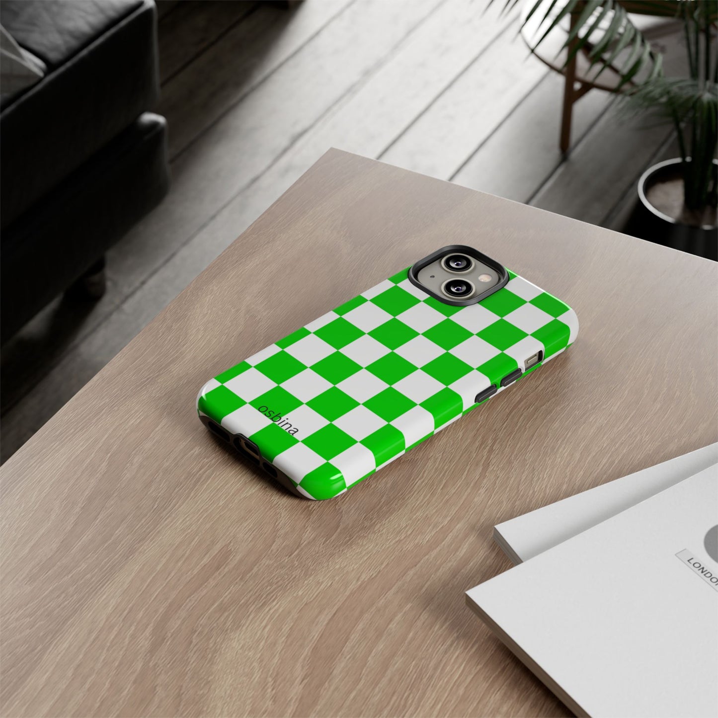 osbina | Neon Verdi Checks Phone Case | Color Edit Collection