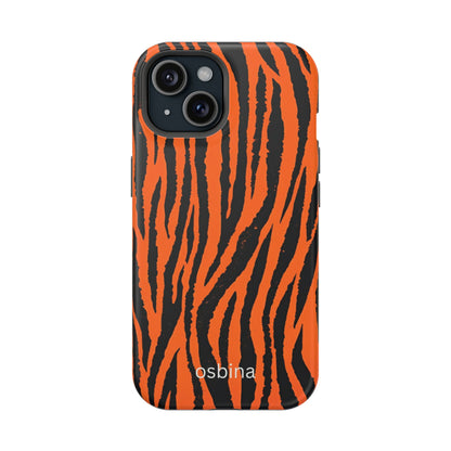 osbina | MagSafe Compatible for iPhone | Tiger, But Make It Chic — The Bengal Stripe Case in Orange + Black | The Season Collective