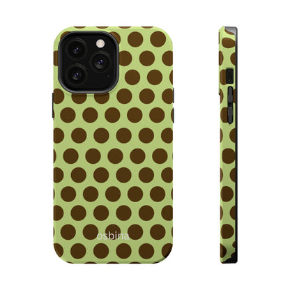 osbina | MagSafe compatible for iPhone | Chartreuse Cocoa Dots Phone Case | Color Edit Collection
