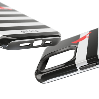 osbina | MagSafe compatible for iPhone | Redbird Edition Thinking of You Phone Case Black & White Stripe | Inspired By Collection