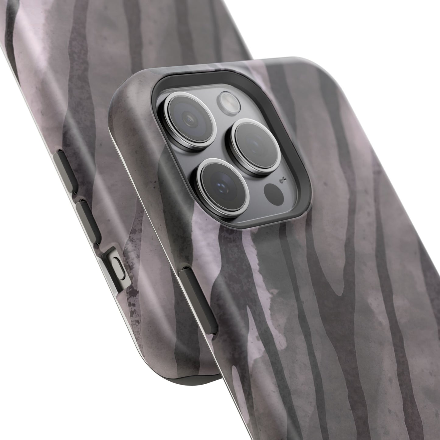 osbina | MagSafe Compatible for iPhone | Stripes on Point — The Muted Gray + Black Tiger Case | The Season Collective