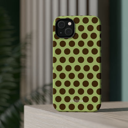 osbina | MagSafe compatible for iPhone | Chartreuse Cocoa Dots Phone Case | Color Edit Collection
