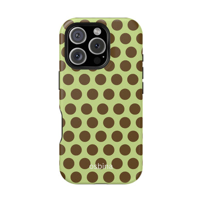 osbina | MagSafe compatible for iPhone | Chartreuse Cocoa Dots Phone Case | Color Edit Collection